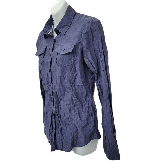 2/$20 Alfred Sung Blue Buttons Down Shirt Top 100% Cotton Size: Small - Picture 2 of 7